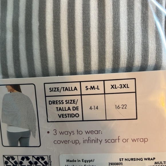 Secret Treasures Nursing Cover-up  Gray Stripes Soft Knit Fits size S, M & L - Picture 9 of 9